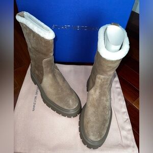 Stuart Weitzman Women's Bedford Chill Moto Booties Khaki Size 6